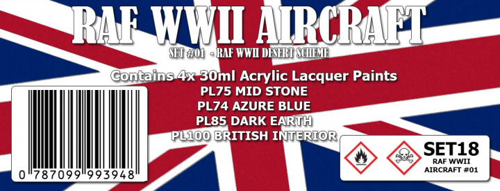 Boxart RAF WWII Desert Scheme Colour Set #1 SET18 SMS