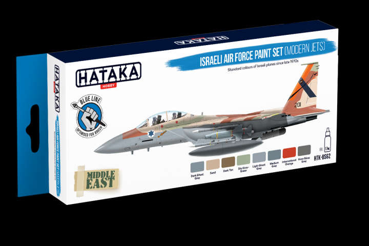 Boxart Israeli Air Force paint set (modern jets) HTK-BS62 Hataka Hobby Blue Line Boxart Israeli Air Force paint set (modern jets) HTK-BS62 Hataka Hobby Blue Line
