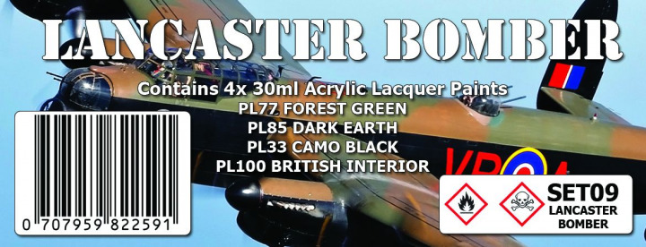 Boxart LANCASTER BOMBER Colour Set - (PL77, PL 85, PL33, PL100) SET09 SMS