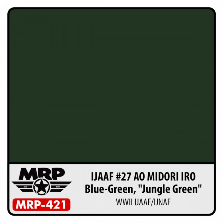 Boxart IJAAF #27 Ao Midori Iro (Blue Green, "Jungle Green") (WWII) MR.Paint Boxart IJAAF #27 Ao Midori Iro (Blue Green, "Jungle Green") (WWII) MR.Paint