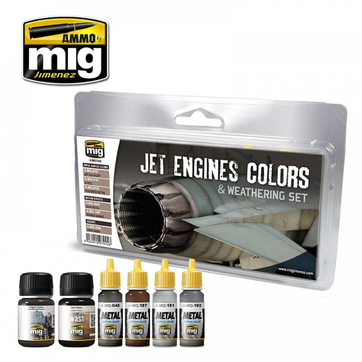 Boxart Jet Engines Colors & Weathering Set Ammo by Mig Jimenez Boxart Jet Engines Colors & Weathering Set Ammo by Mig Jimenez