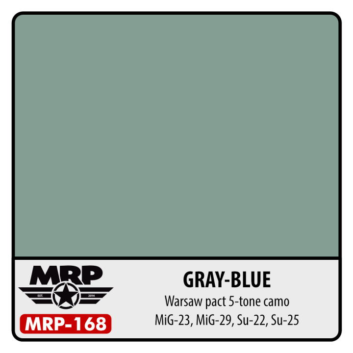 Boxart Grey Blue (Mig-23, Mig-29, Su-22, Su-25) Warsaw Pact 5-tone Camo MR.Paint Boxart Grey Blue (Mig-23, Mig-29, Su-22, Su-25) Warsaw Pact 5-tone Camo MR.Paint