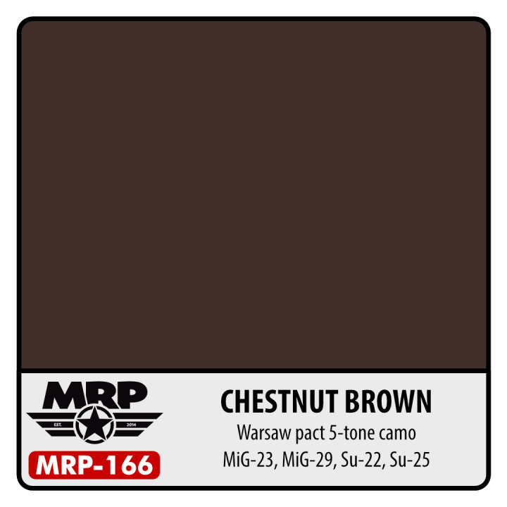 Boxart Chestnut Brown (Mig-23, Mig-29, Su-22, Su-25) Warsaw Pact 5-tone Camo MR.Paint Boxart Chestnut Brown (Mig-23, Mig-29, Su-22, Su-25) Warsaw Pact 5-tone Camo MR.Paint
